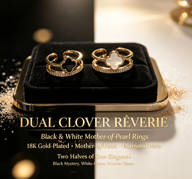Womens Ring Jewelry Designer High End Luxury Double Layered Clover Open Handpiece Lightweight Novel Fashionable Elegant And Exquisite Accessories