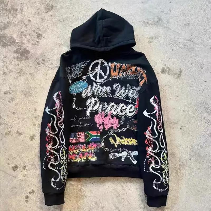 Womens Mens Designer Hoodie Graffiti Flame Skull Hoodies Loose Fit Hip Hop Zip Up Kangaroo Pocket Long Sleeve Winter Streetwear Hoodie XS-6XL
