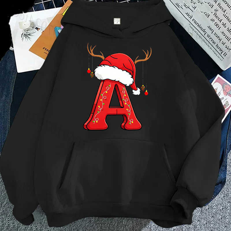 Xmas Initial A_Z Design Funny Personalized Men Women Hoodies Sweatshirt Casual Hoody Fashion Brand Shirts Hoodie Christmas Gifts D260915
