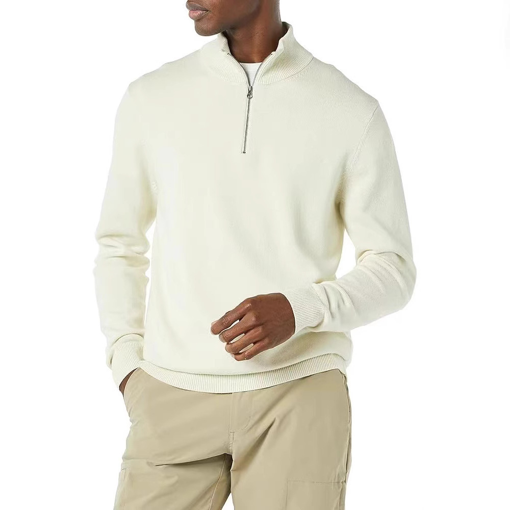 Designer 2026 Autumn/Winter Men's Fashion Half Zip Pullover Polo Sweater Casual Long Sleeve Knit Top 6e