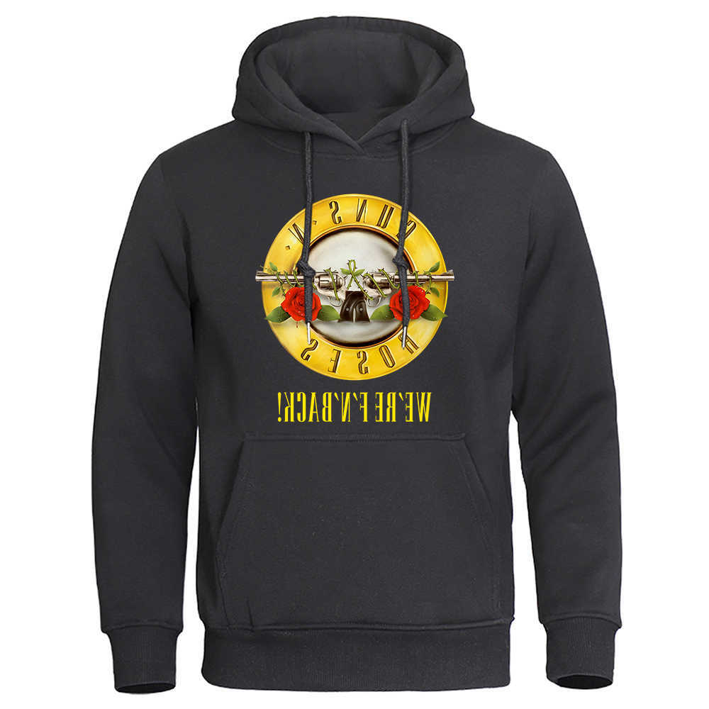 We'Re Roses Guns Back N' Metal Rock Style Hooded Mens Hip Hop Crewneck Hoodies Autumn Oversize Hoodie Harajuku Unisex Clothing D260915
