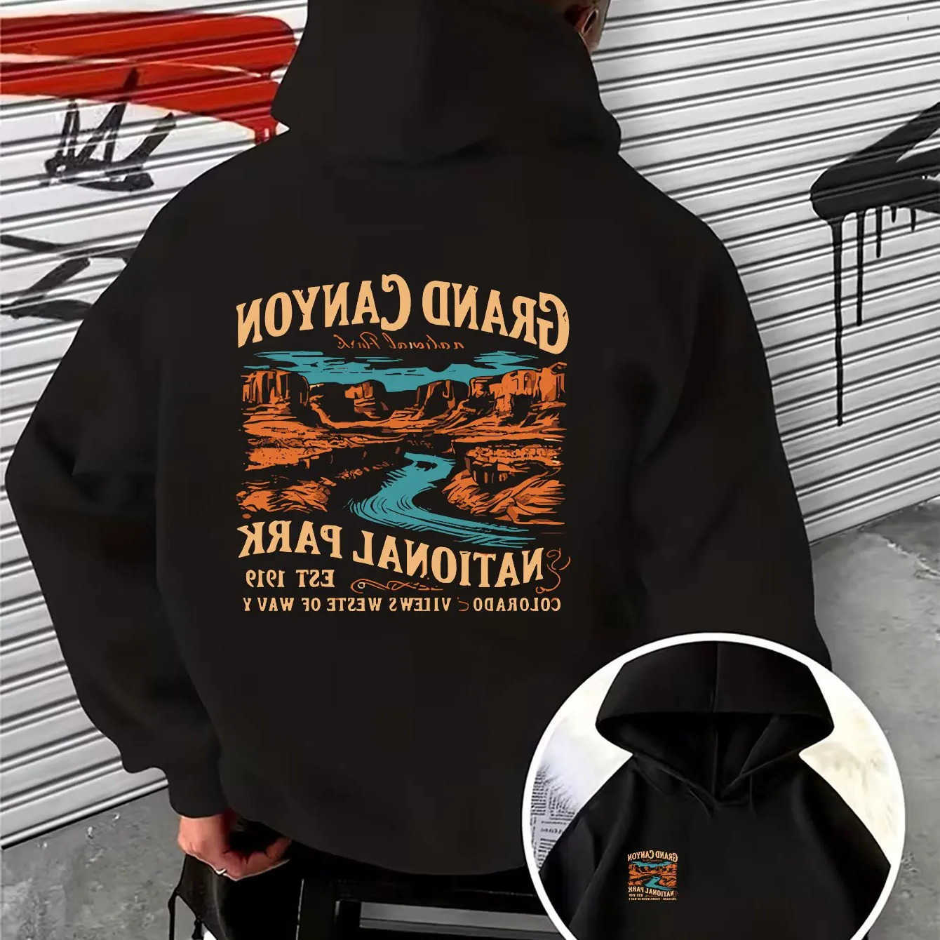 River Canyon Colorado Grand Scenery Print Mens Hooded Sweatshirt Travel Outdoor StreetStyle Casual Hoodie D260915