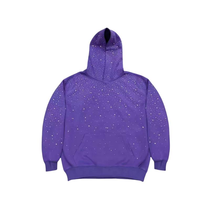 Sweat à capuche à manches longues pour hommes, pull à strass dégradé, inspiré de la galaxie, accents de strass brillants dispersés, haut décontra