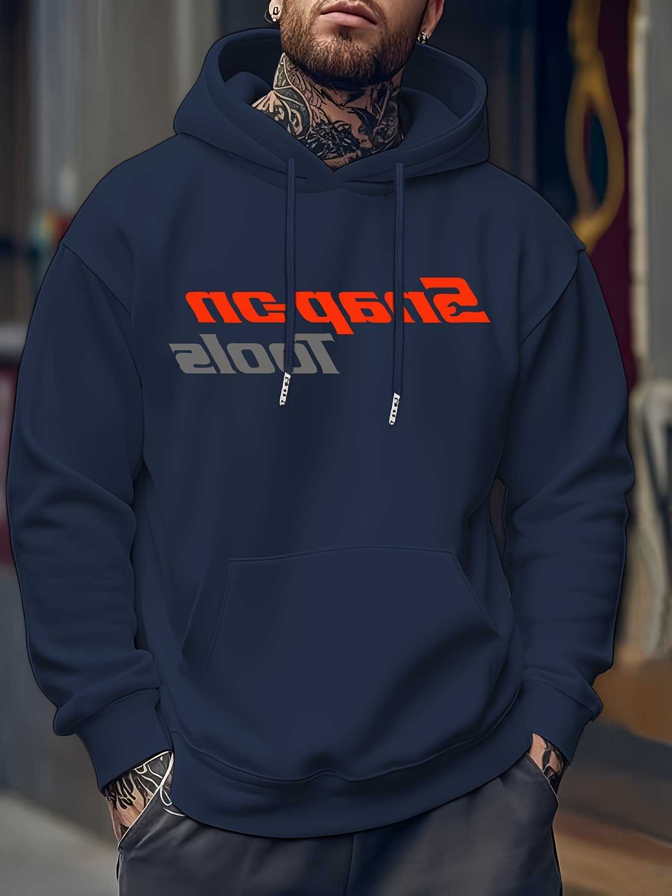 and hooded sweatshirt Men's casual bold printed winter green sweater hooded sweatshirt D260915