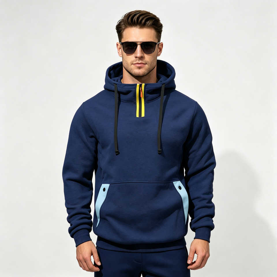 Pullover Block Men's Hoodie Color Long sleeve Drawstring Patch Pocket Sweatshirt Autumn Winter Casual Sports Outdoor Hooded Top D260915