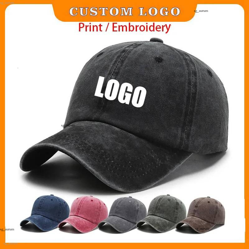 18Colors Vintage Washed Cotton Women Men's Baseball Custom DIY LOGO Print Embroidery Customized Caps for Team Company Sports Casual Hats Cas