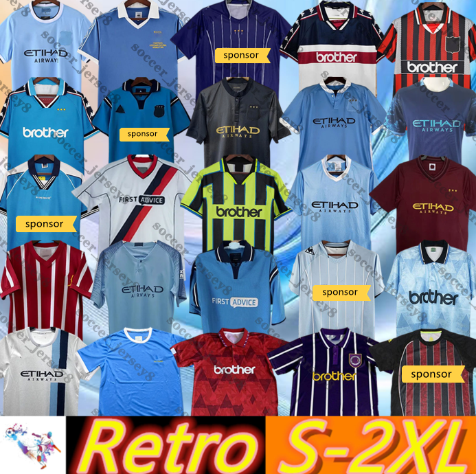 72 88 89 98 99 00 11 12 16 Maillots de football rétro Haaland Man Citys EIDOS Gallagher WEAH Tevez Kun Aguero 1999 2000 2011 2012 Dzeko Kompany C