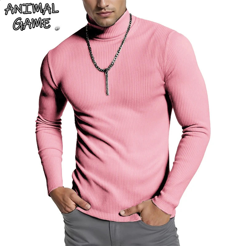 Animal Game y Mens Cold Blouse Casual Sweaters Turtleneck Pullover Basic Tshirts Stripes Streetwear Warm Coats Knit Men 260914