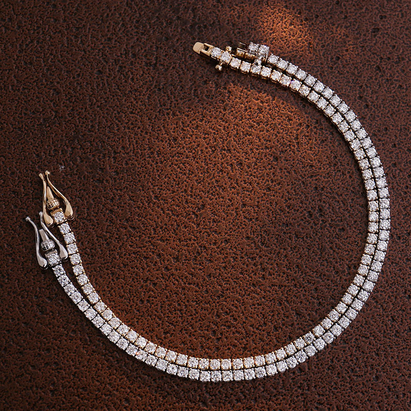Factory Price Hip Hop Necklace Solid S925 Sterling Silver With GRA VVS Moissanite Cuban Link 2mm Tennis Chain Jewelry