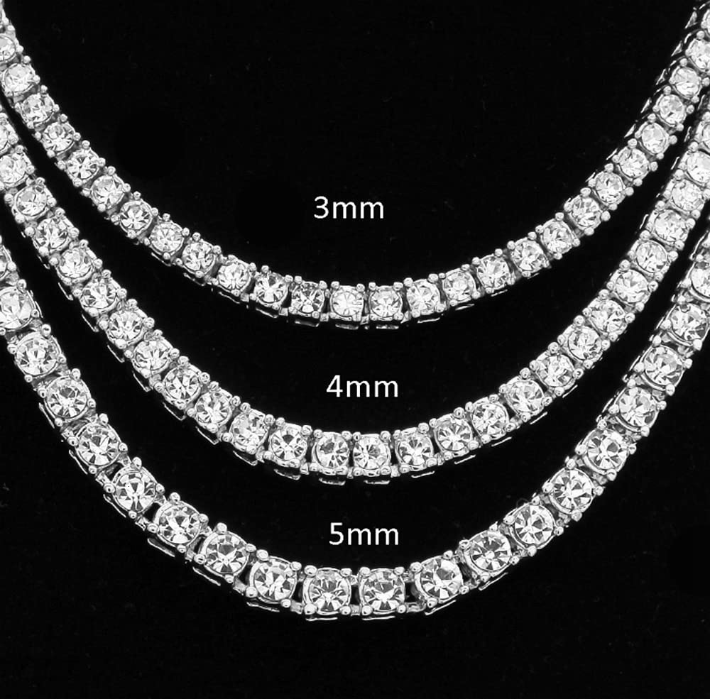 Hip Hop Wind Synthetic Solid Gold Full Lab Grown Diamond Cut Necklace Bracelet Manufacturing Custom 3mm 4mm 5mm Tennis Chain
