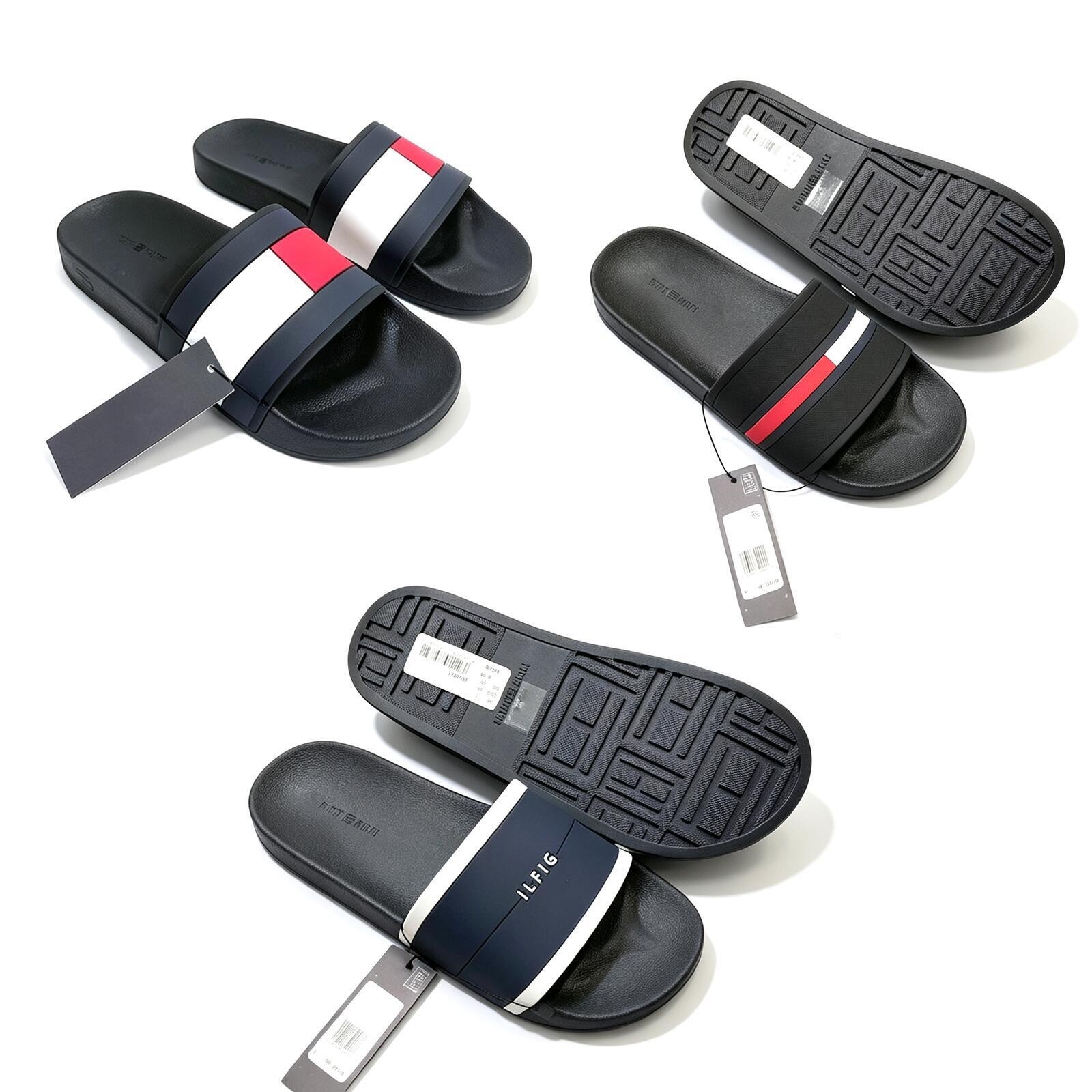 mirror quality Fashion Rubber sandals slippers Flat Tommyslide men's pool tazz Summer casual shoes Designer slider Soft luxurys Beach Mules Out