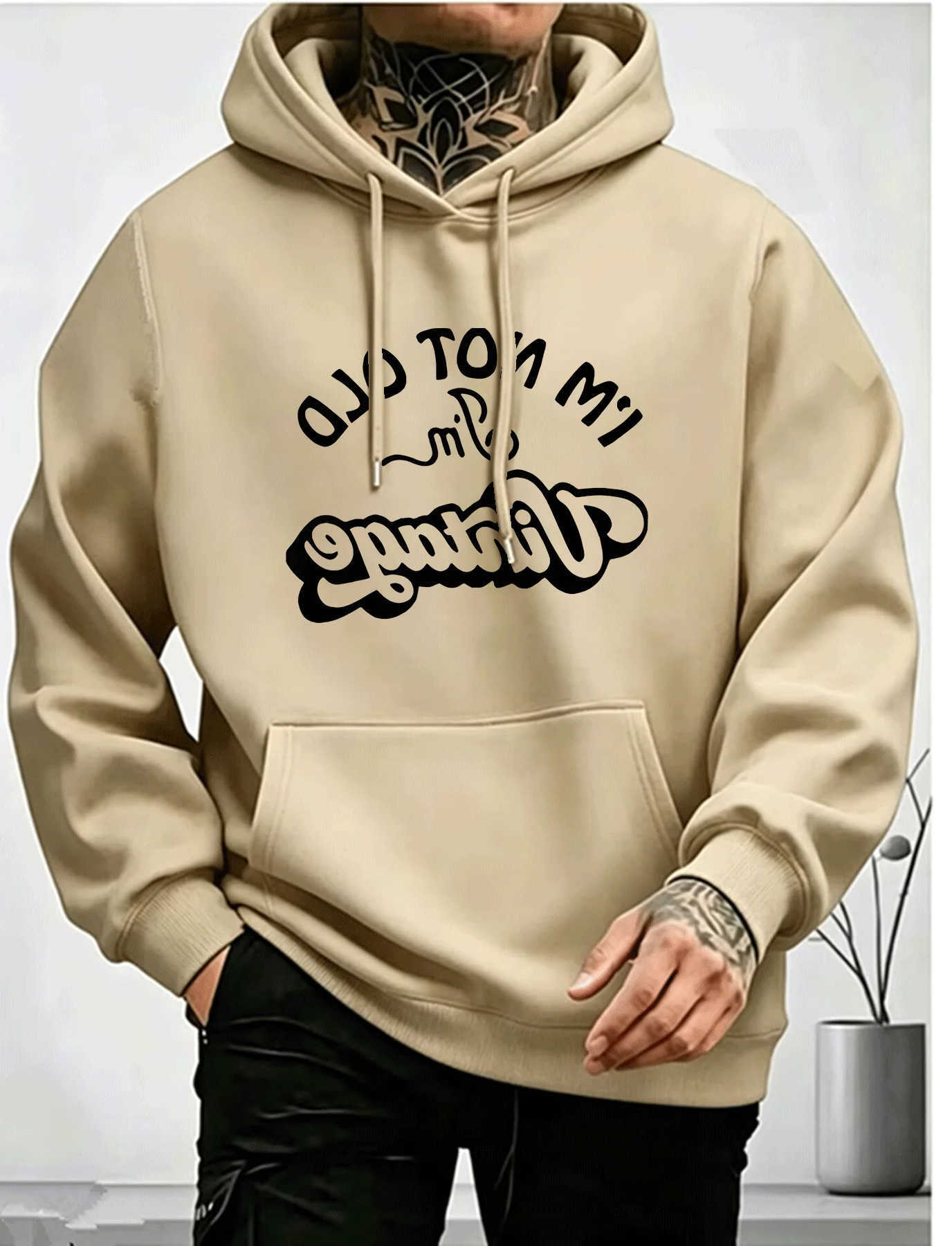 hip-hop print High-quality style letter men's hoodie loose fit casual sports pullover suitable for everyday sportswear. D260915