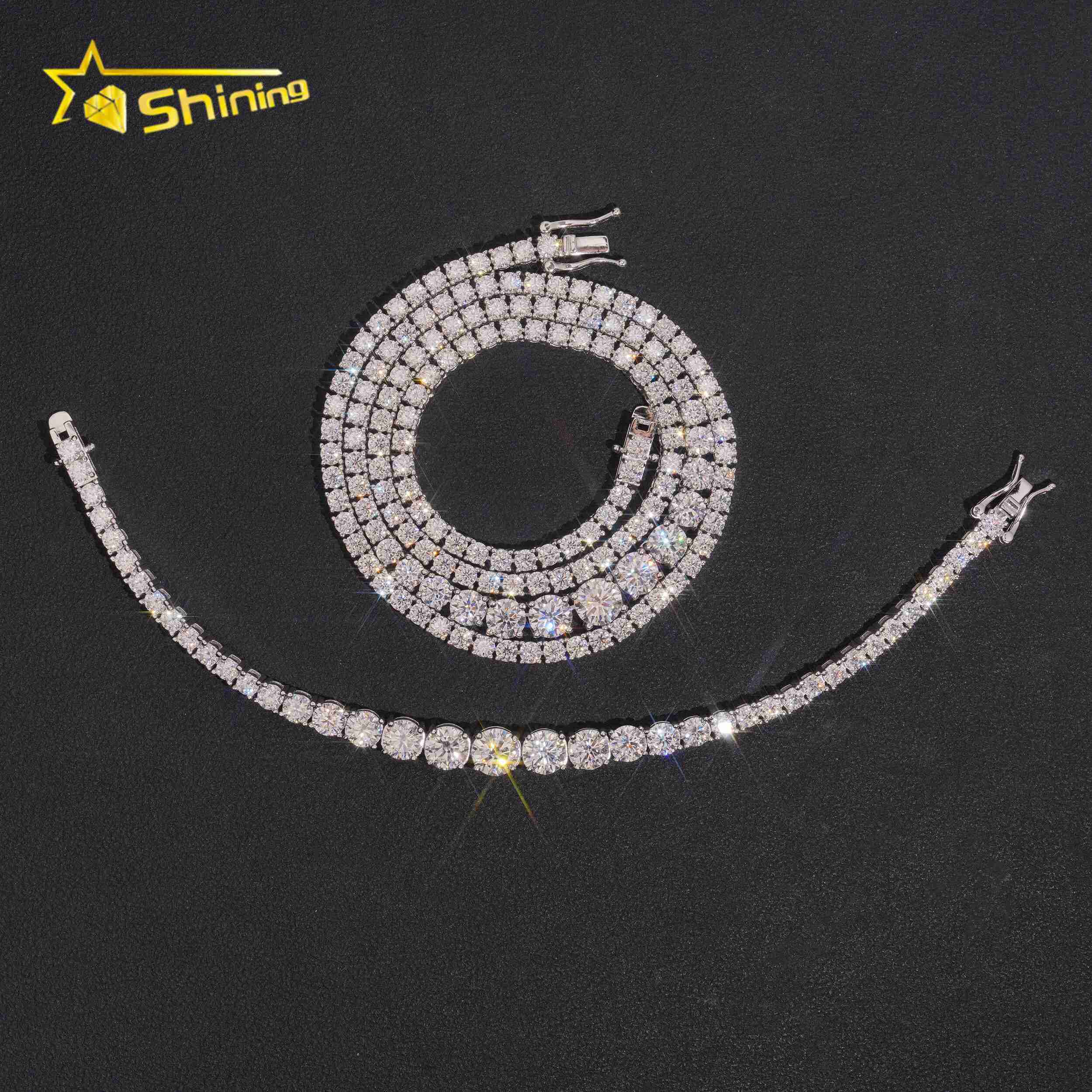 Ladies Trendy Design Tennis Necklace Moissanite Fine Jewelry 925 Silver GRA Certificated VVS Chain