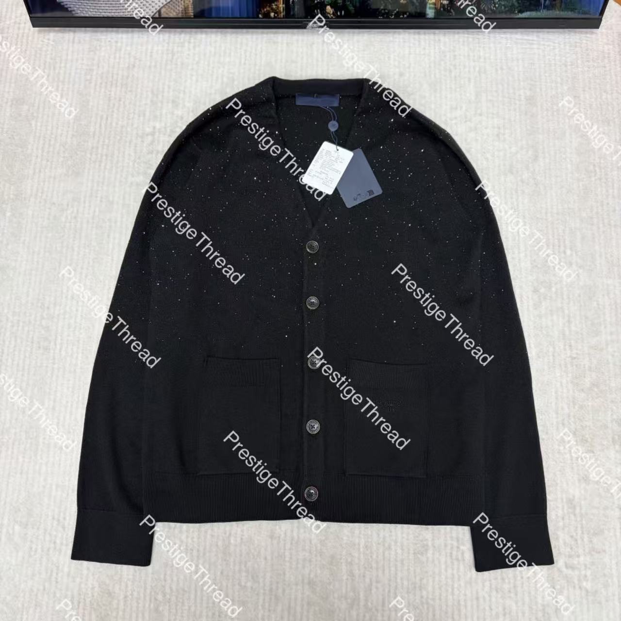 26 New Style Men's Sweaters Designer Starry Sequin V-Neck Pocket Letter Knitted Cardigan