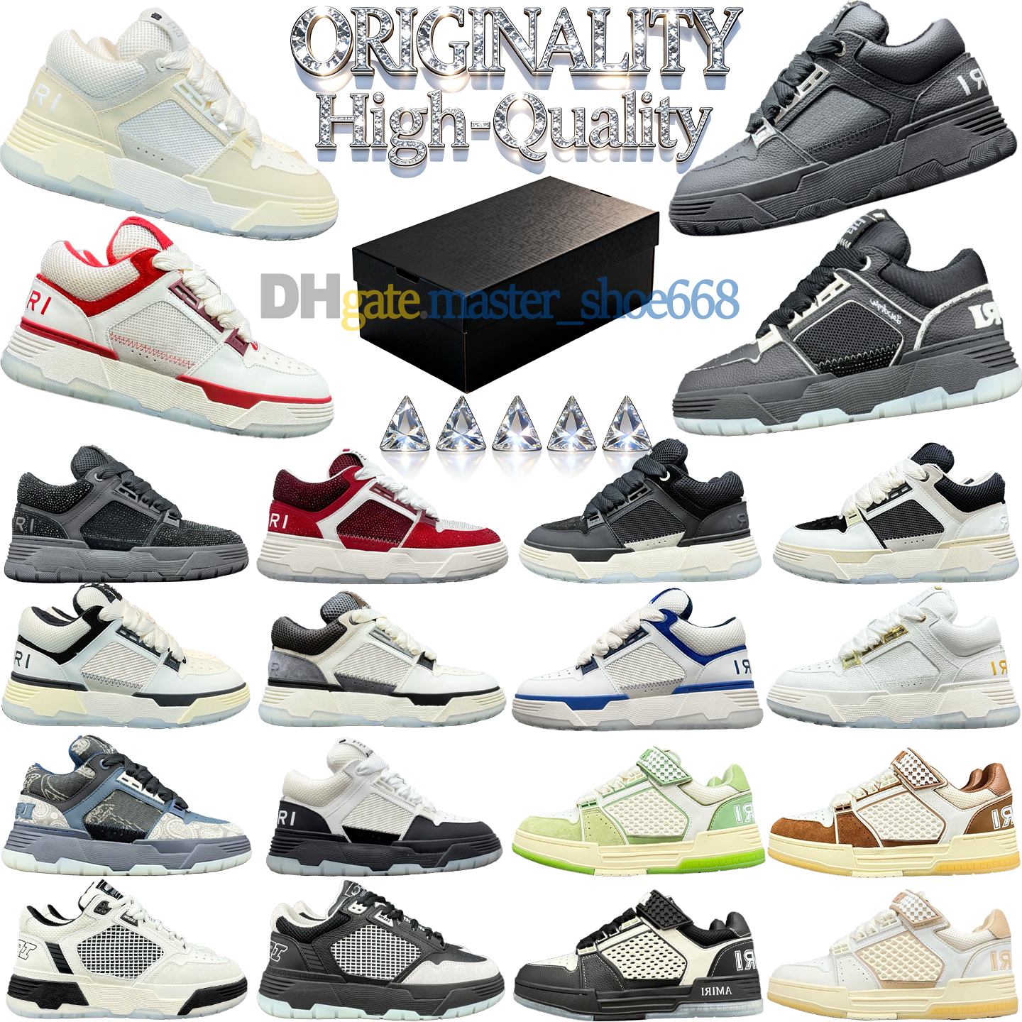 12A high quality ma1 ma94 skyline sneakers ma low skel top sneakers designer shoe men women crystal leather mesh fabric 90s west coast street sty