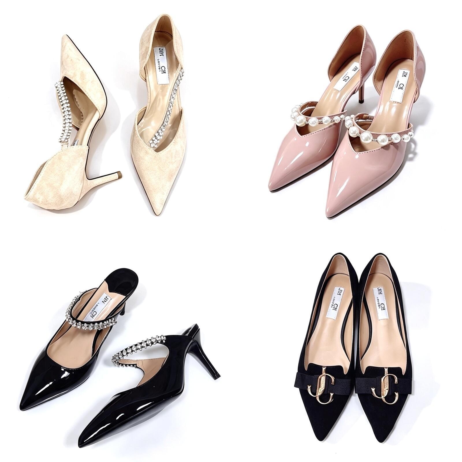 women's comfortable heels sandal luxury New Ballet shoe jimmysu Fashion Sexy mary jane flat slipper Metal logo Top quality evening party Design