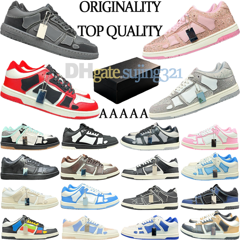 skel bone sneakers 12A high quality ma shoes skel top low sneaker designer shoe men women 3d bone shaped crystal leather applique retro leather stre