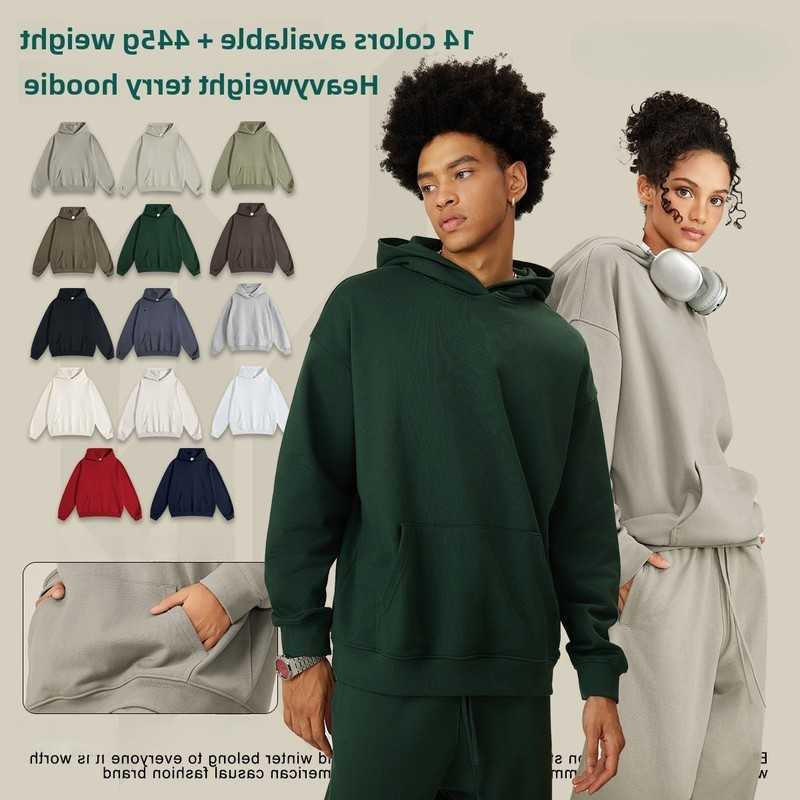 Autumn QICHE European American Men Solid Heavy Terry Pullover Hoodie Two Piece Matching Casual Tracksuit D260915