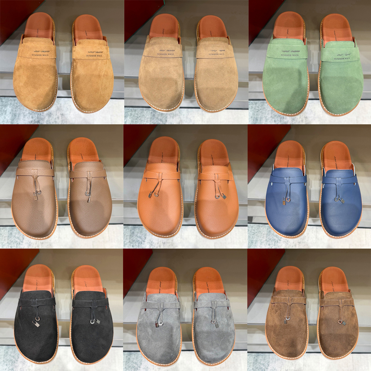 Suede half slipper sandals casual shoe Beach pool Genuine Leather Flat slide luxury Designer Summer Outdoor Round head Home shoes mens New sandale M
