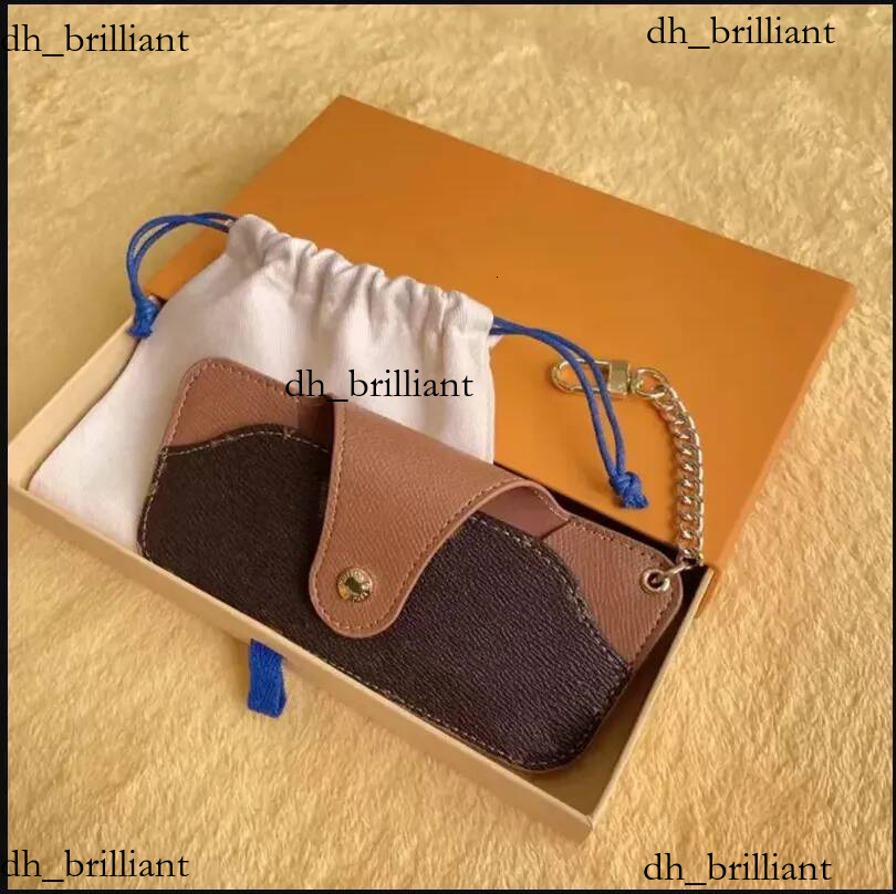 Sac de créateur de mode marque unisexe hommes femmes porte-clés en cuir bleu rose marron étuis à lunettes de soleil chauds