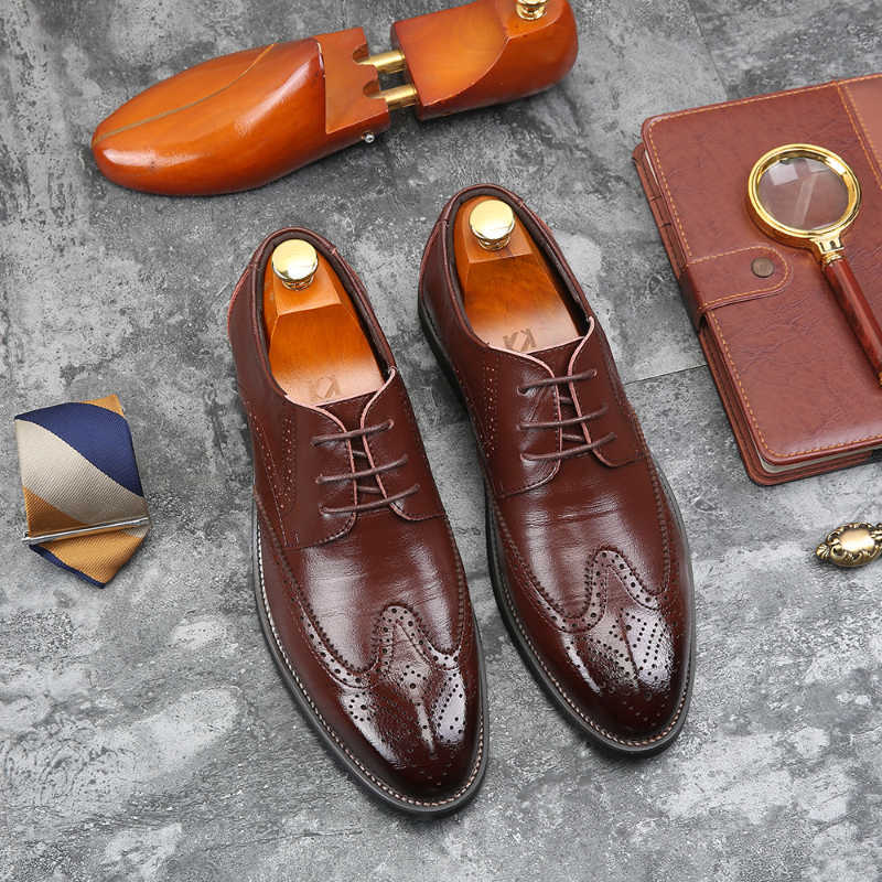 designer Handmade Shoes Men's Oxford Brogue Men Leather Shoes Fashion Wedding Shoe Business Office Men's Shoes Size 38-48 H260915