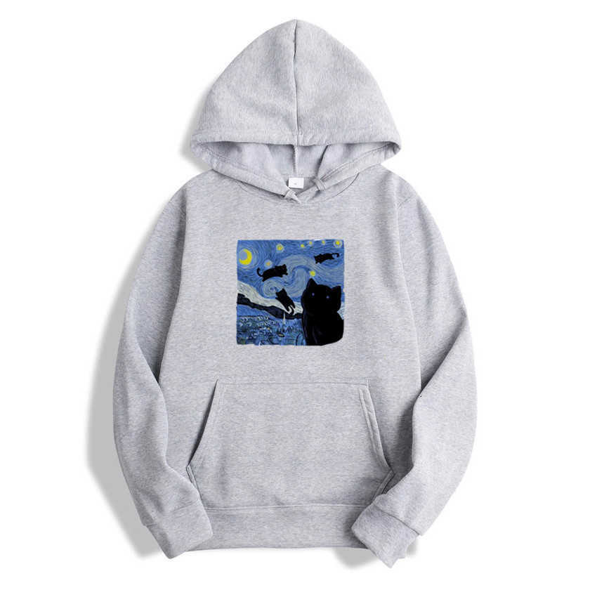 The Starry Cat Night Hoodies Men Autumn Oversize Hoodie Fashion Sweatshirts Casual S-XXXL Tops Pullover D260915