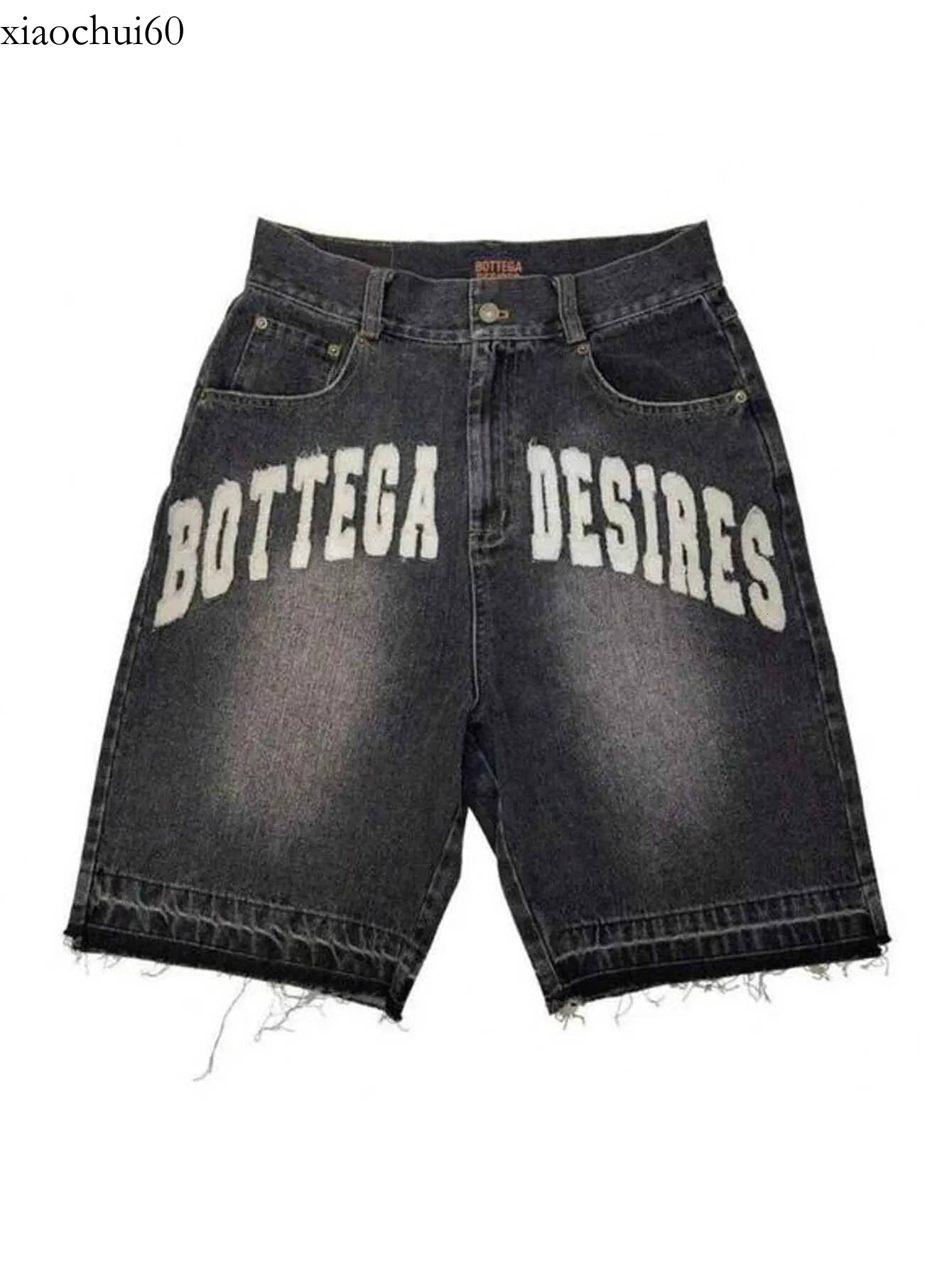 Y2K Vintage Distressed Jeans Letter Pattern Decoration High Waist Denim Shorts Fashion Men Women Hip Hop StreetwearXJ251025