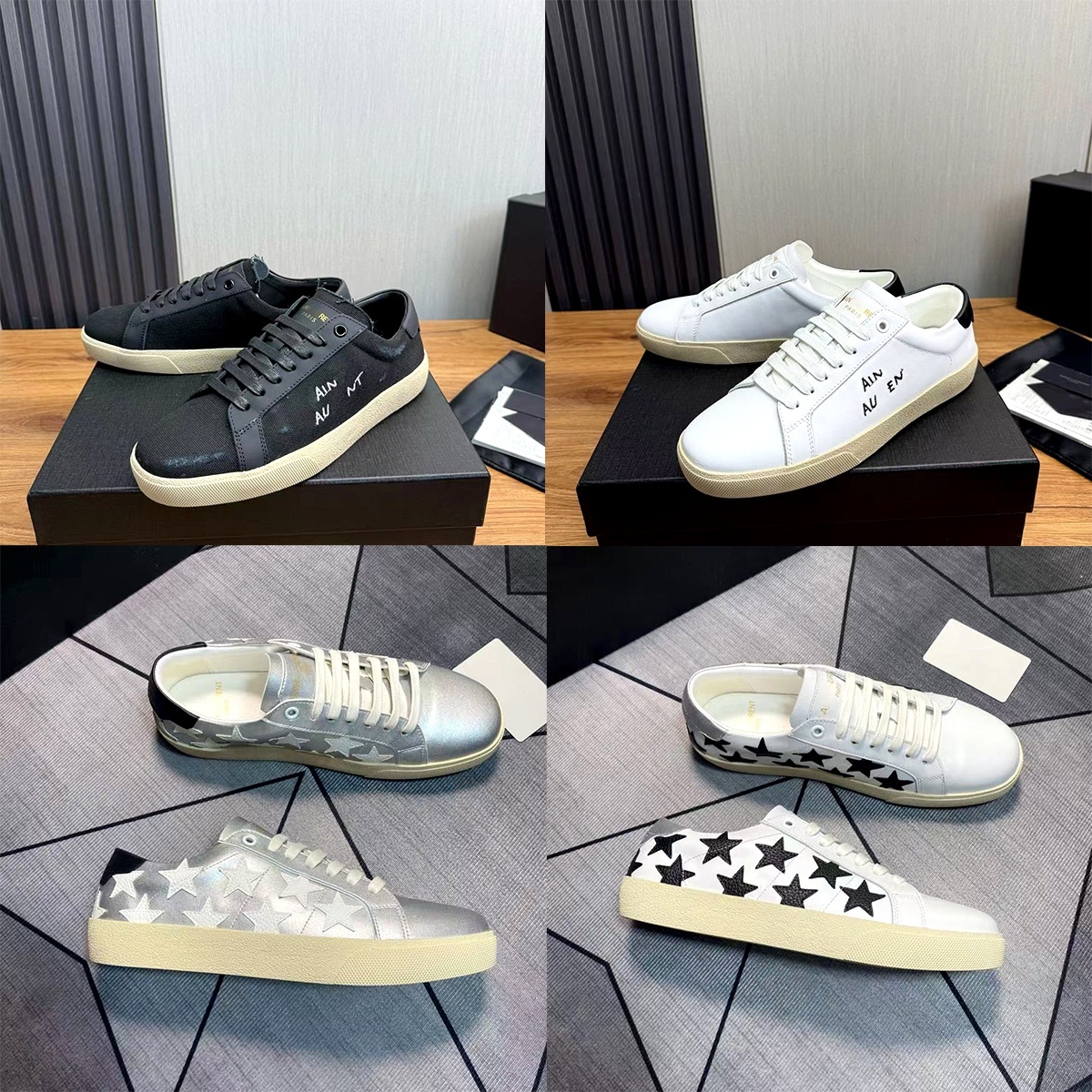 brand star tennis shoes Sneakers casual shoe 1 1 Designer loafers men New golf Fashion low top basketball Embroidery Outdoor star trainer dress Lace