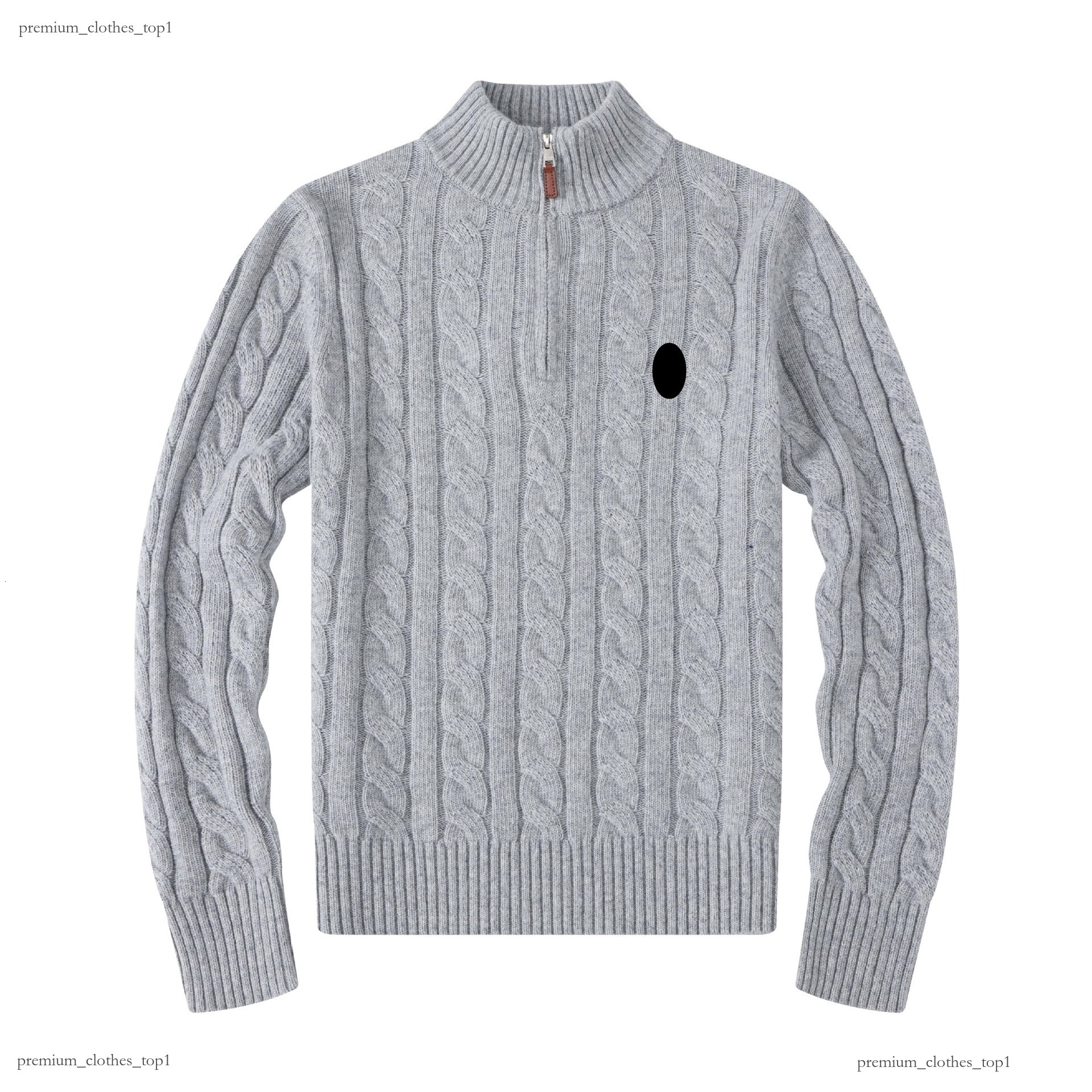 Ralf Polo Sweater American Ivy Preppy Cable Half Zip Pony Badge Business Casual Versatile Autumn Winter Mens Womens Cotton Soft Warm New Knitwear 34