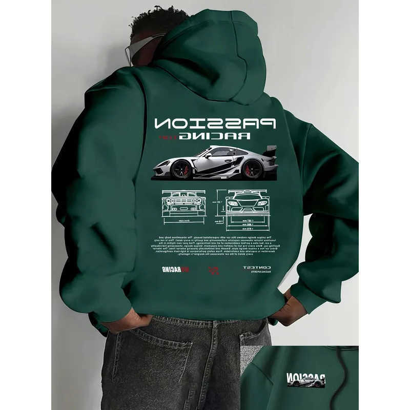 Pattern 2025 Popular Men's Digital Hooded Sweatshirt Car-Themed Design American-Style Casual Sports Long-sleeved Shirt D260915
