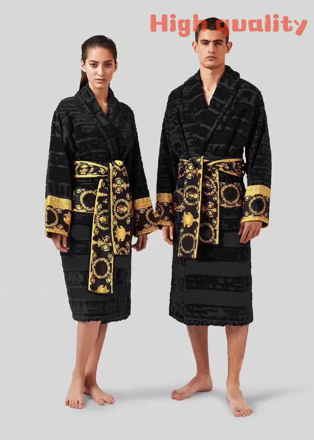 Versaci Women's Robe Bathrobe Designer robe Baroque Fashion Pamas Mens Women Letter Jacquard Printing Barocco Print Sleeve 95f1