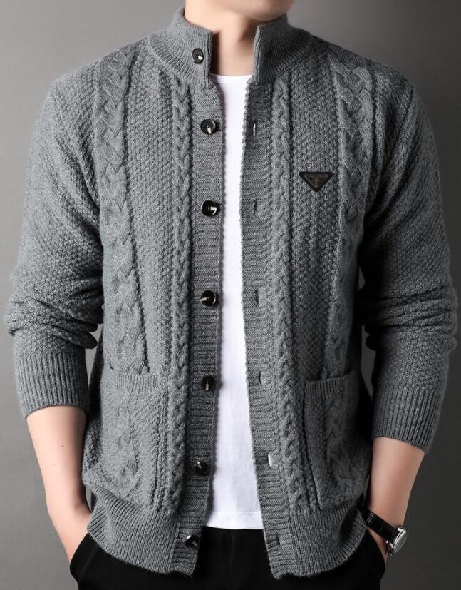 Pulls pour hommes col en V pour marque de marque de mode tricoté cardigan pull veste noire robe coréenne manteaux décontractés vêtements pour hom