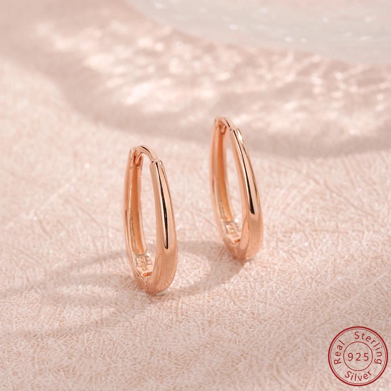 2026 New Hot Sell Fashion New Product Europe and America Rose Gold Oval Earrings Versatile Christmas Gift for Women