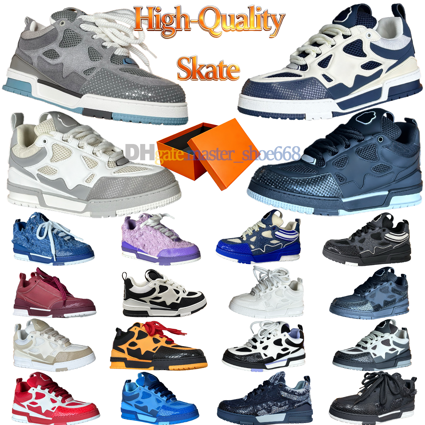 skate shoes trainer sneakers 12A high quality designer shoe men women four leaf clover double shoelaces mesh synthetic leather upper style thick