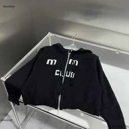 Miu Hoodie Women Hooded Zipper Gray Jacket Miu Hoodie Designer Autumn Spring Long Sleeve Sweatshirt Jackets Luxury Street Style Fashion High End MM
