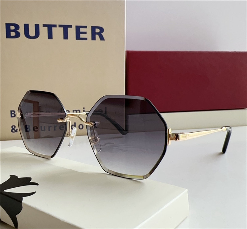 New fashion design polygons sunglasses 0593O rimless cut lens metal temples simple and popular style outdoor UV400 protection glasses