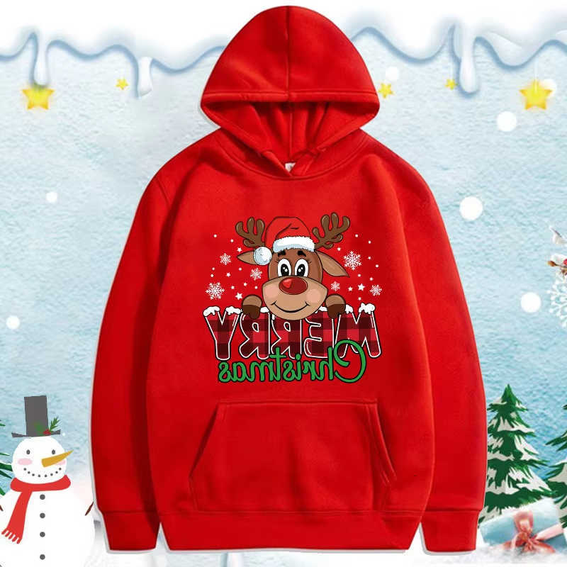 Christmas Festive 2026Unisex Reindeer style Plaid Graphic Sweatshirt Casual Loose Fit Long sleeve Crew Neck Hoodie Sweatshirts D260915