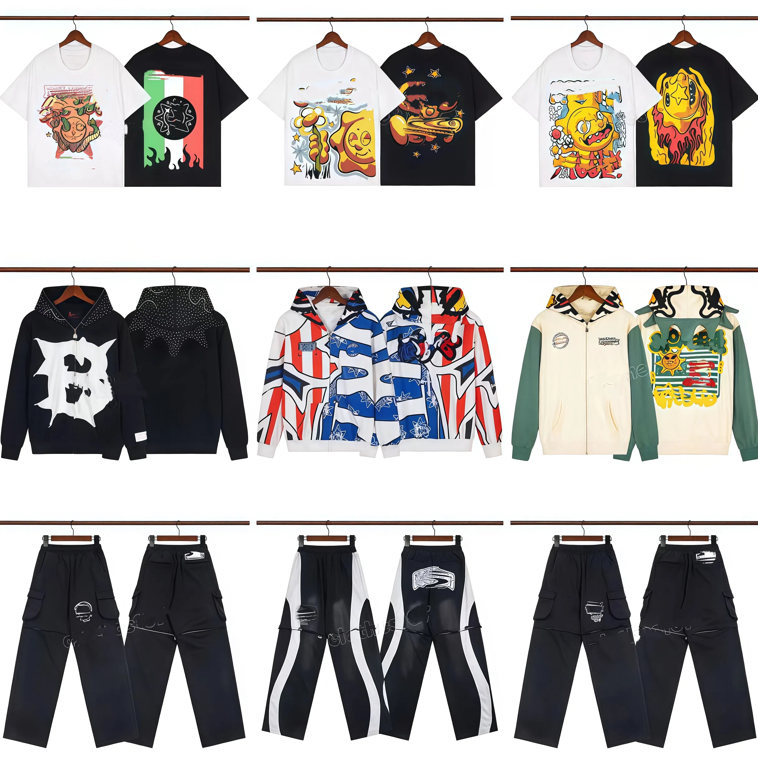 Glohoodies Designer Sweats à capuche Pantalons Chemises Spiky Horn Full Zip Sweat à capuche Punk Big Graphic Patch Veste Esthétique À Manches Lon
