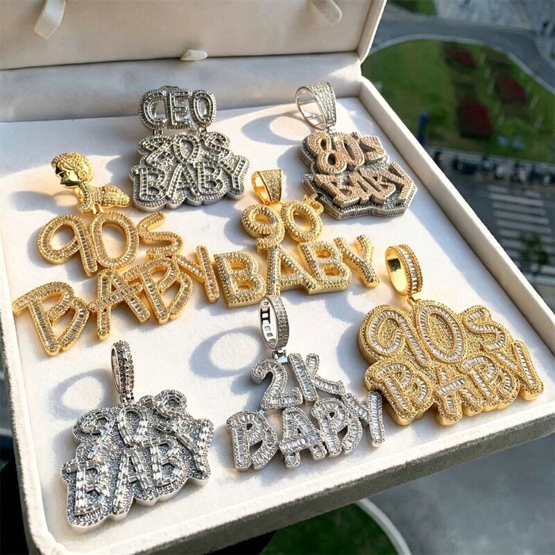European and American personalized trendy hip-hop new letter pendant punk style full diamond men's necklace in stock wholesale