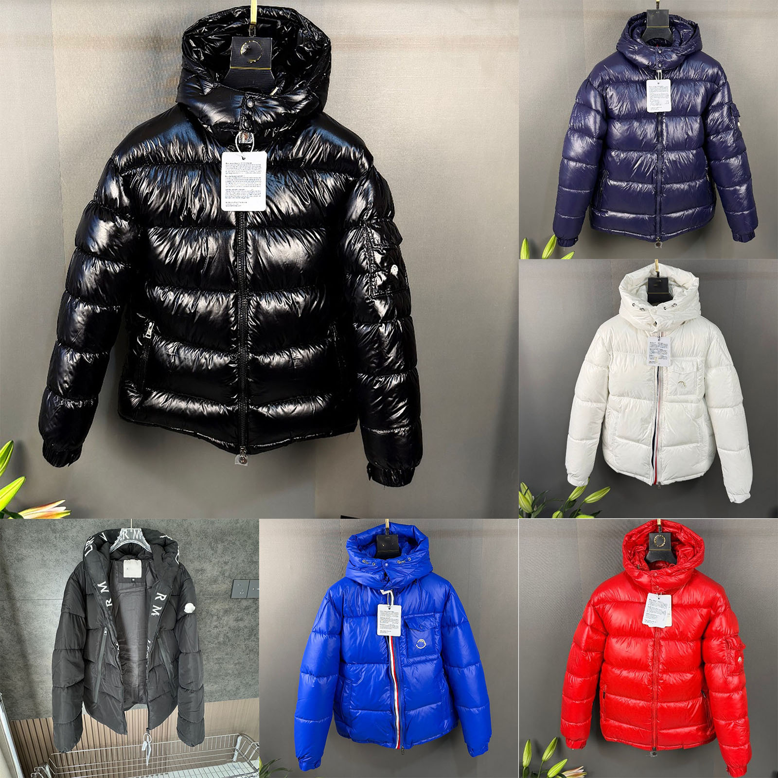 Luxury Designer Puffer White Duck Down Black Glossy Winter Hooded Jacket Windproof Warm Coat for Men and Women