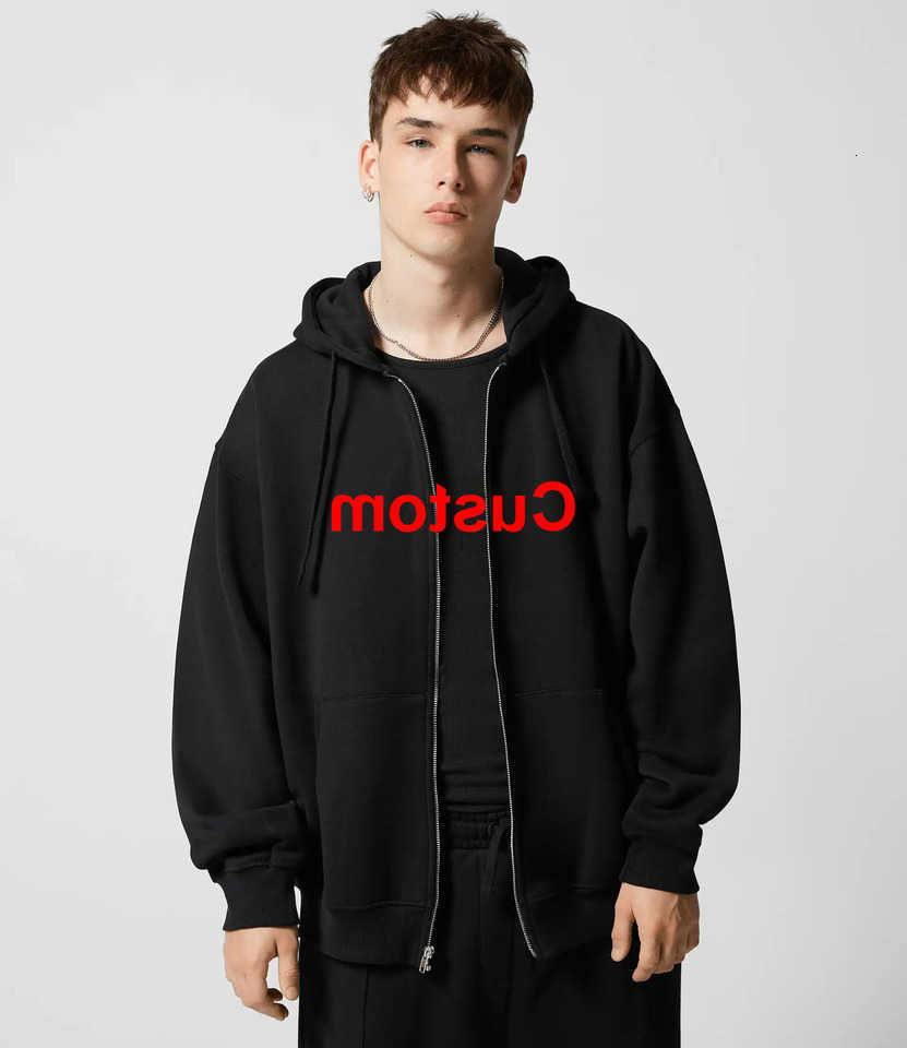 95% Cotton DIY Custom 600GSM Solid Oversize Hoodie Unisex Winter Warm Zipper Up Open-Up Hoodies Classic Loose Coat D260915