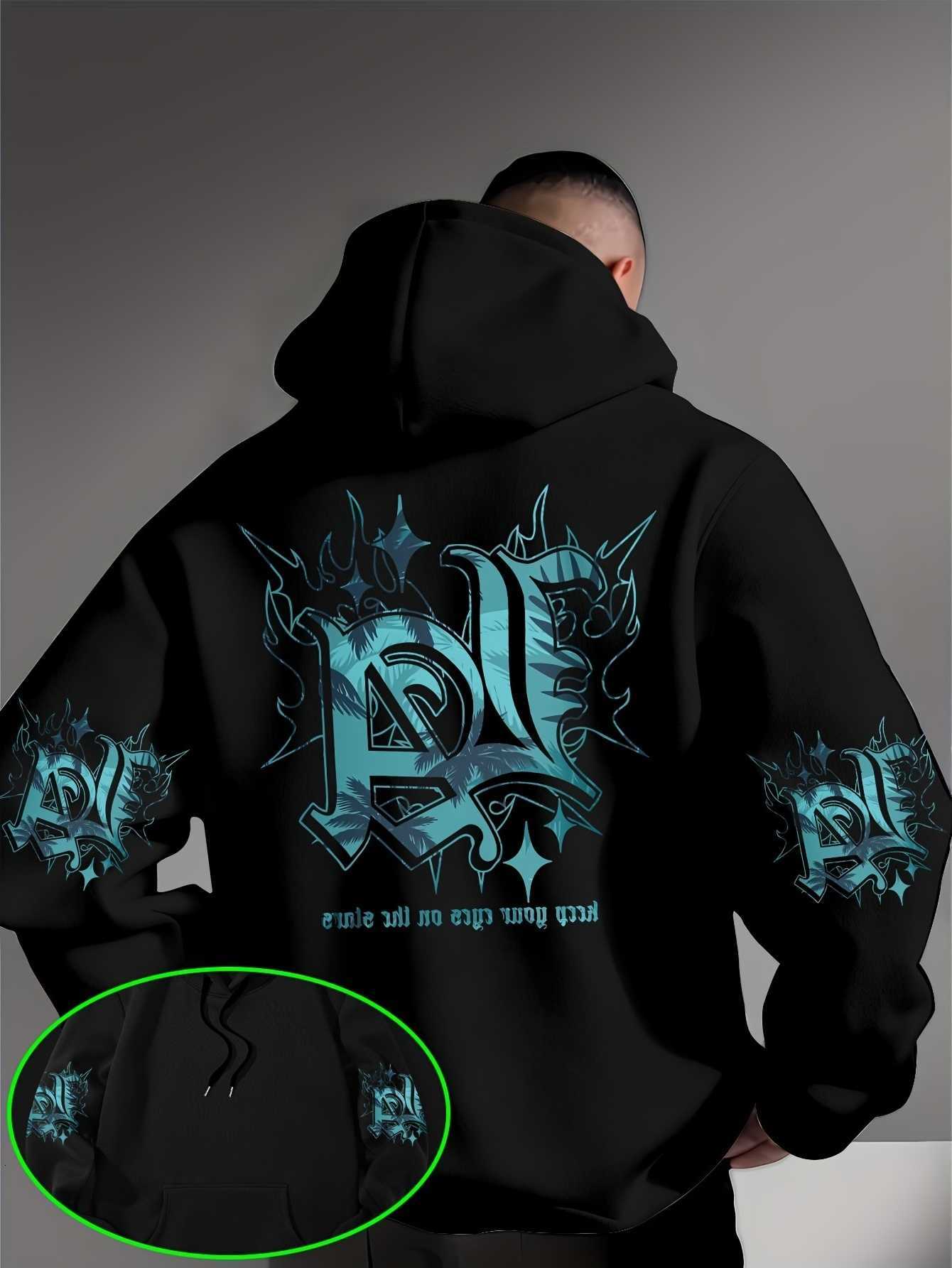 and Women's Los Angeles Men's Hooded Sweatshirt with Gothic Print T-shirt - California Casual Long sleeve Hooded Pullover Shirt D260915
