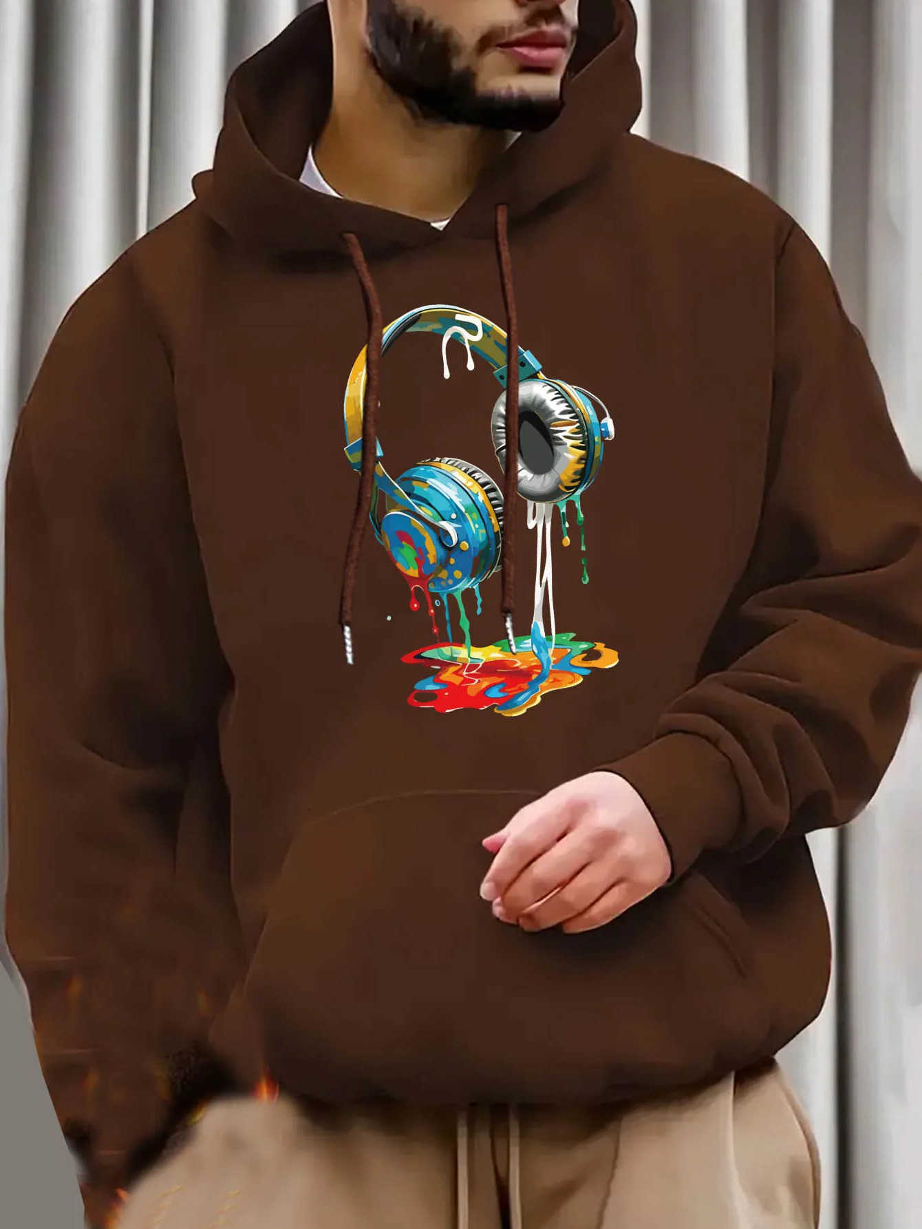Men Hooded Sweatshirt Casual 2026 Long sleeve Oversized Loose Fit Youth Sports Outdoor Wear Warm Winter Comfortable Personality D260915