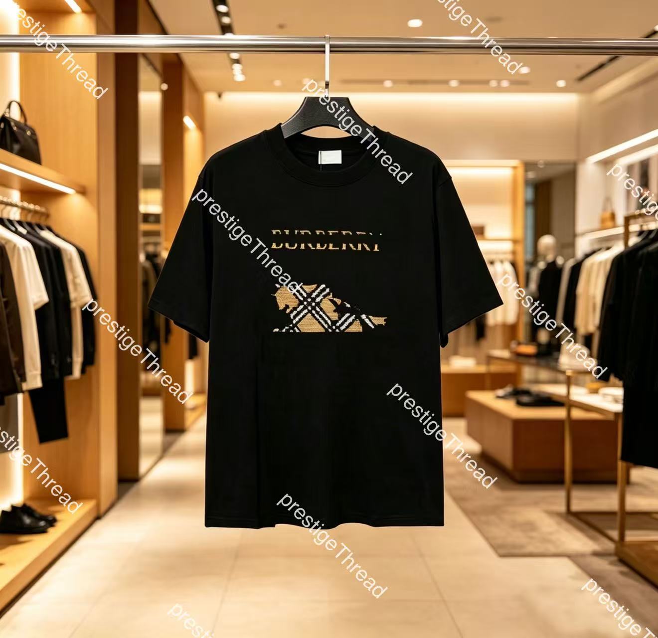 Designer High-Quality Men's T-Shirts Cross-stitch plaid Summer Sports Casual Short Sleeves