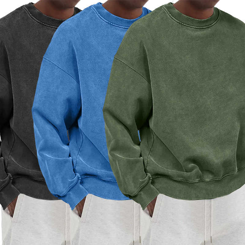 Solid Sweatshirts Male Washed Vintage Cotton Sportswear Warm Autumn Pullovers Casual Comfy Hoodie Fashion Oversized Streetwers D260915