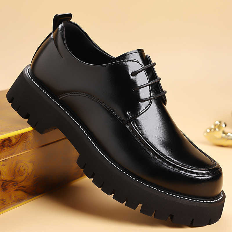 thick Men's British leather shoes sole casual big head formal dress wedding dress shoes H260915