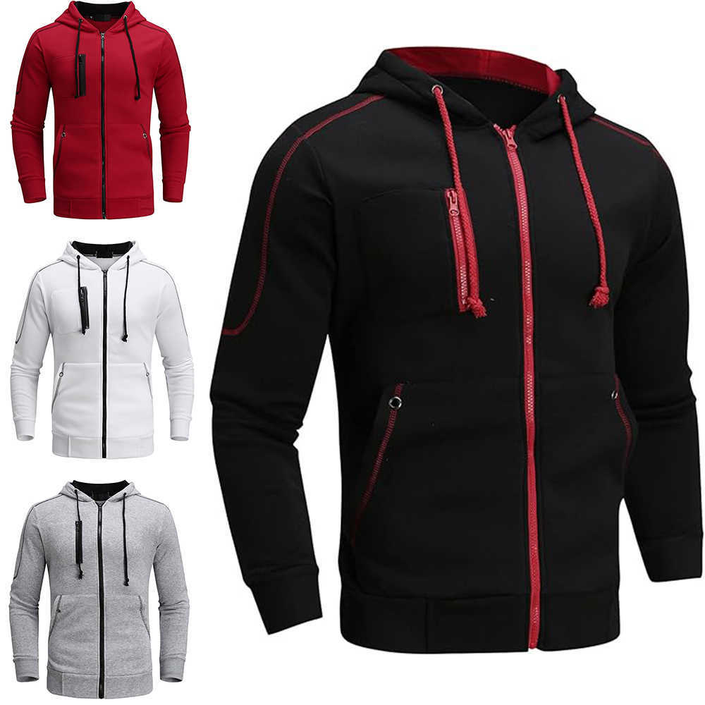 Zip Mens Jacket Coats Casual Hoodie Sweatshirt Jackets Athlete Running Hiking Sportswear Hoodie D260915