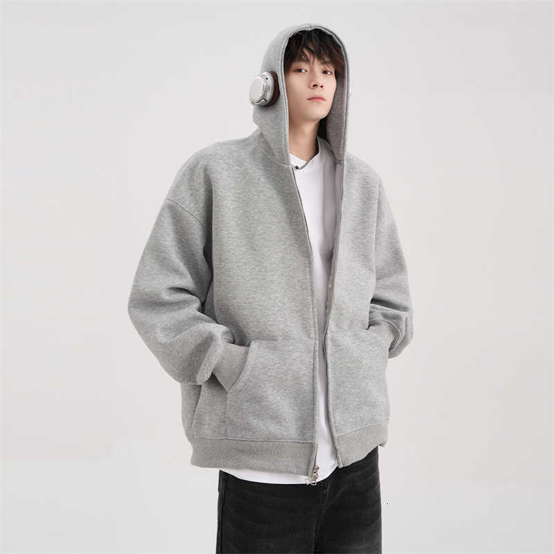 Zipper Autumn Solid Hooded Color Sweatshirts Man 2025 New High Street Fashion Hoodies Oversized Casual Cotton Tracksuit D260915