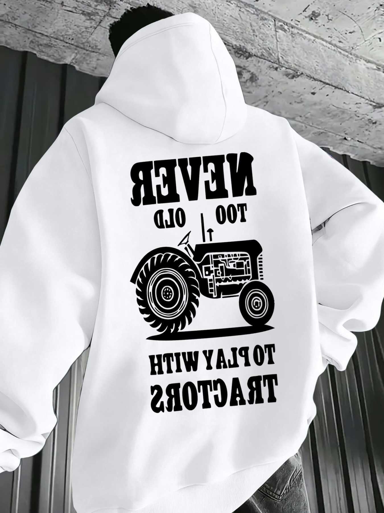 and women's light pinktractohoodiesretrfarmpatternsweatshirtsfarmer-stylehumorouscasuallong-sleevedhoodedpullover Men's shirts. D260915
