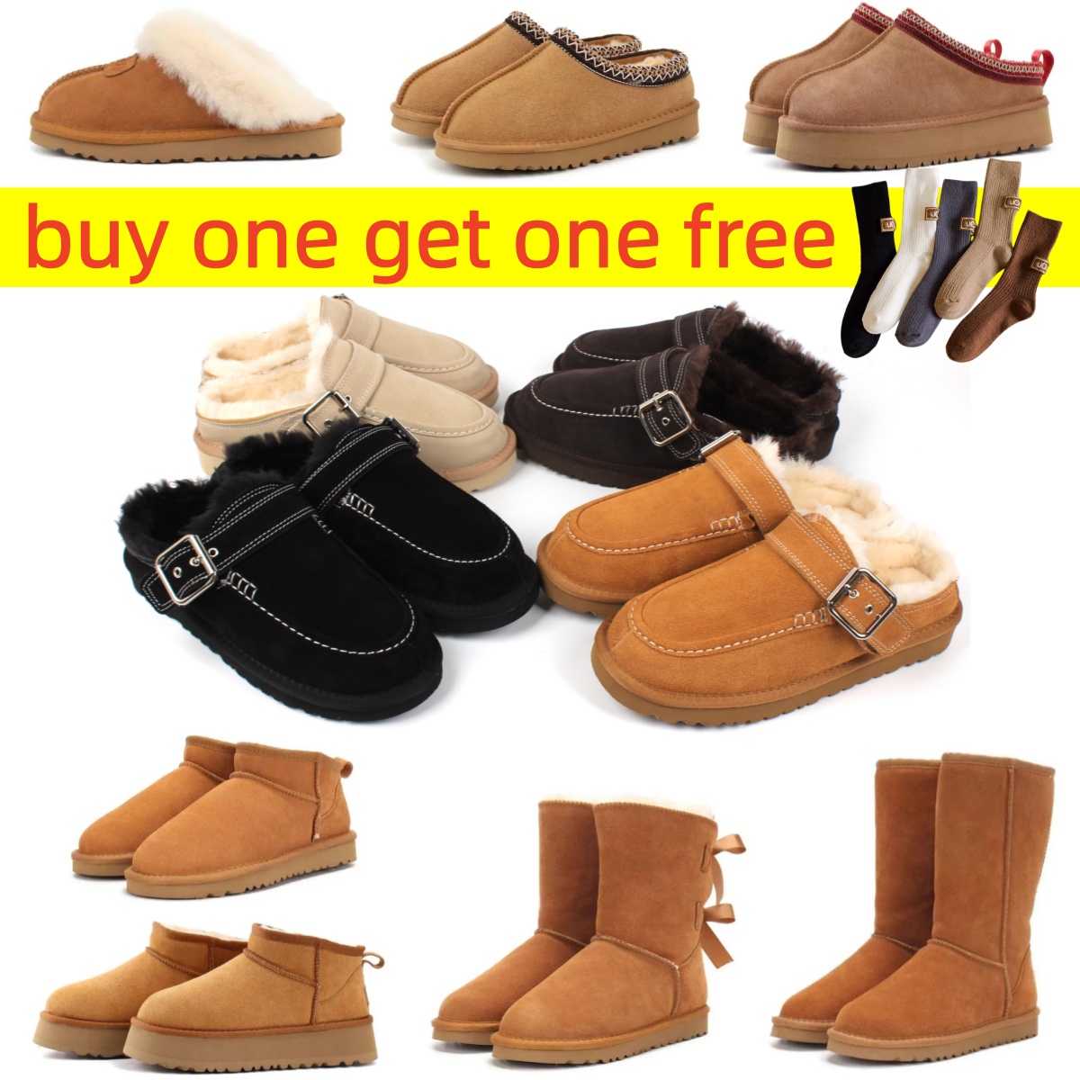 designer Goldenstar Evelina Clog slippers Tasman Tazz fluffy Slipper Chestnut Winter Fur Platform Boot Women Men Suede mustard seed micro Boots gold
